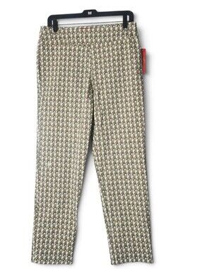 Straight Leg Patterned Women's Pants in Cream